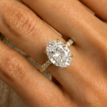 Oval Sidestone engagement ring
