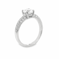Elegance 14K White Gold Pave Engagement Ring TCW 1.49Ct