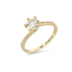 Contour 18K Yellow Gold Side Stone Engagement Ring