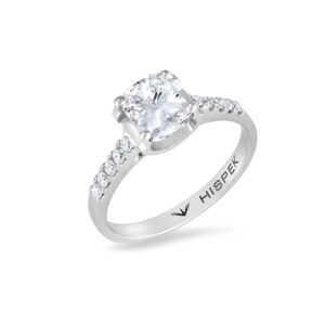 Aurora 18K White Gold Side Stone Engagement Ring