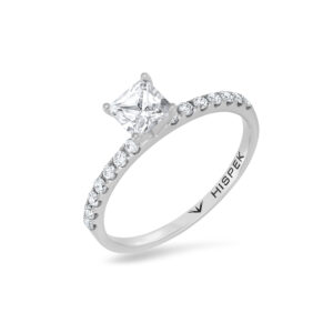 Pinnacle 18K White Gold Side Stone Engagement Ring