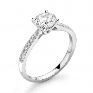 Classic Side Stone 0.7Ct Round Lab Diamond Engagement Ring