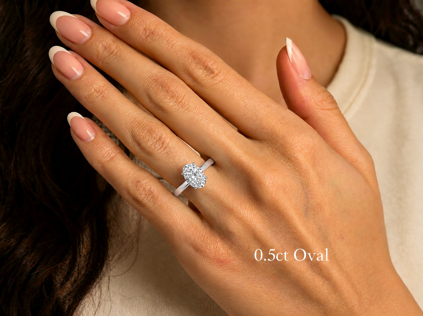 RX10001WG 50 LS5 0.5Ct Oval Shape Solitaire Ring in Platinum.