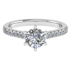 Chic Side Stone Engagement Ring 0.75Ct