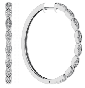 Vintage 18K Gold Hoop Diamond Earrings 0.27Ct