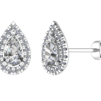Pear Shaped Gold Stud Diamond Earrings