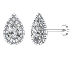 Pear Shaped Gold Stud Diamond Earrings