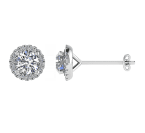 Platinum Halo Earrings Round Cut Diamond