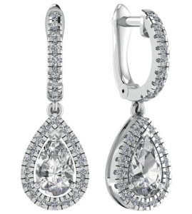 18K Gold Drop Diamond Earrings