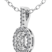 18K Gold Oval Shape Diamond Pendant