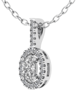 18K Gold Oval Shape Diamond Pendant