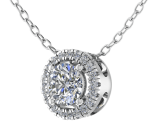 Round Shape Diamond Halo Pendant