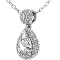 18K Gold Pear Shape Diamond Pendant