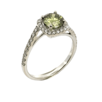 Equilibrium Halo Engagement Ring Vivid Green Certified Lab Grown Diamond