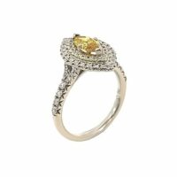 Vintage Engagement Ring With  0.53 Ct Vivid Yellow Marquise  Diamond