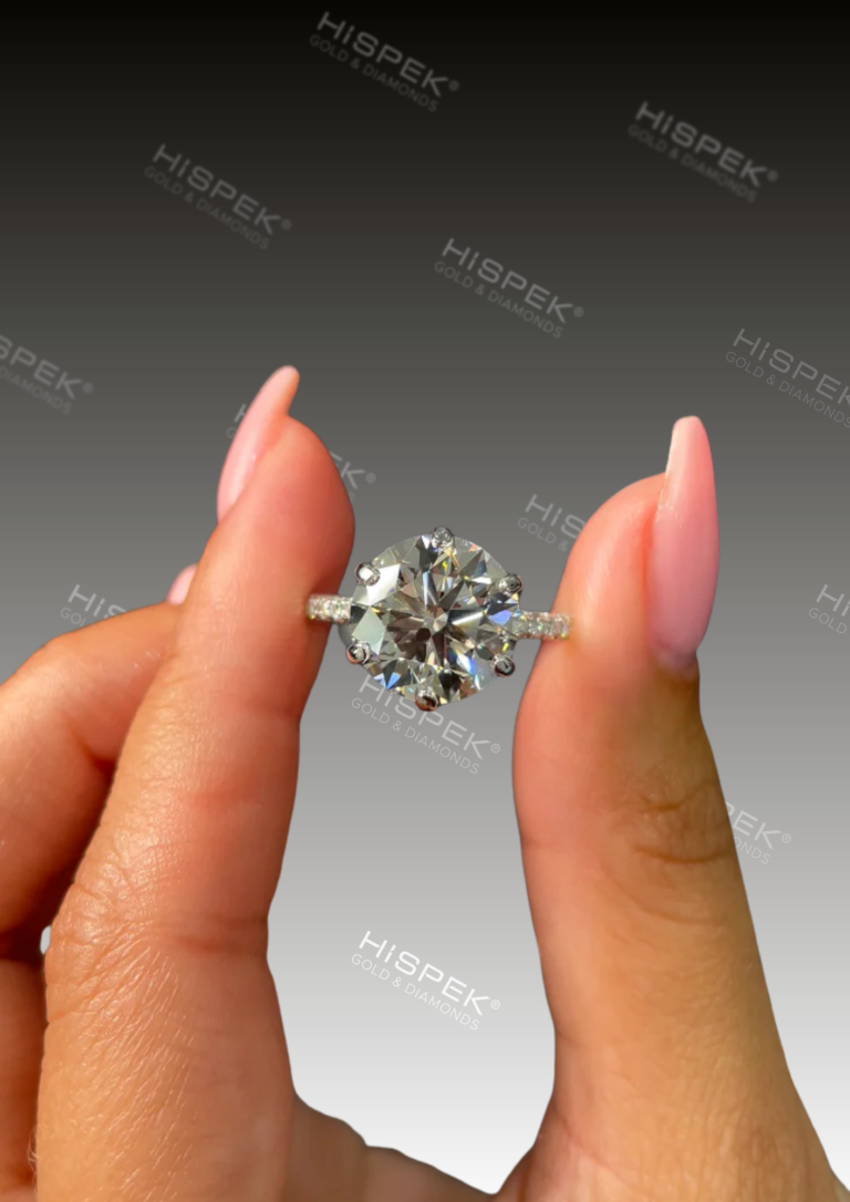 5CT Round Sidestone Diamond Engagement Ring