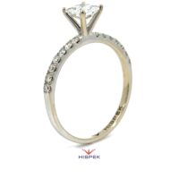 Pinnacle  Engagement Gold Ring with Princess Cut Diamond