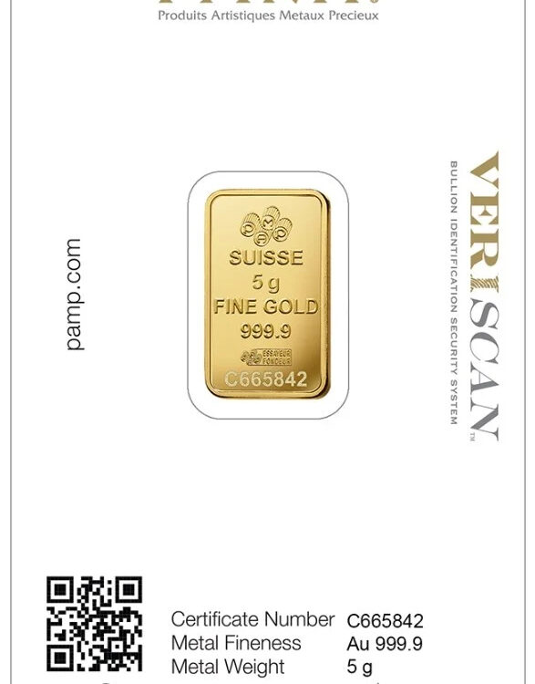PAMP Lady Fortuna 5g Minted Gold Bar 24K