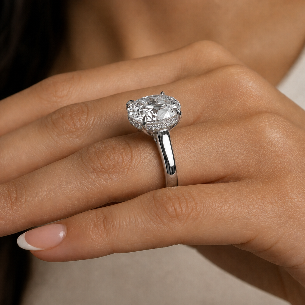 UHOC01PT LS5 Under Halo diamond engagement ring in platinum