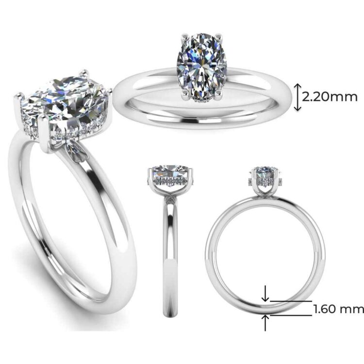 Under Halo diamond engagement ring in platinum Dimension