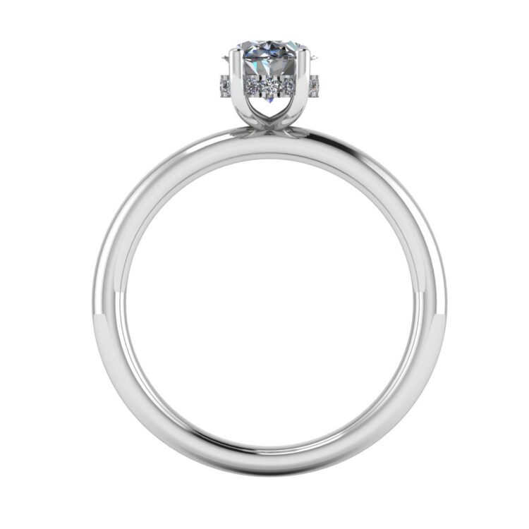 Under Halo diamond engagement ring in platinum Front