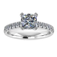 Timeless Cushion Shoulder Set Diamond Engagement Ring 9K Gold
