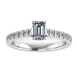Timeless Emerald Shoulder Set Diamond Engagement Ring Platinum