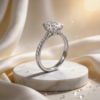 Oval Shoulder Set Diamond Engagement Ring Platinum