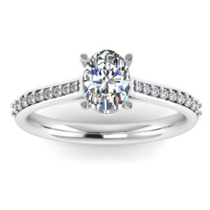 Timeless Oval Shoulder Set Diamond Engagement Ring 18K Gold