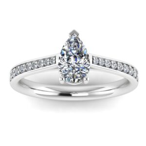 Timeless Pear Shoulder Set Diamond Engagement Ring 18K Gold