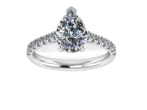 Timeless Pear Shoulder Set Diamond Engagement Ring 18K Gold