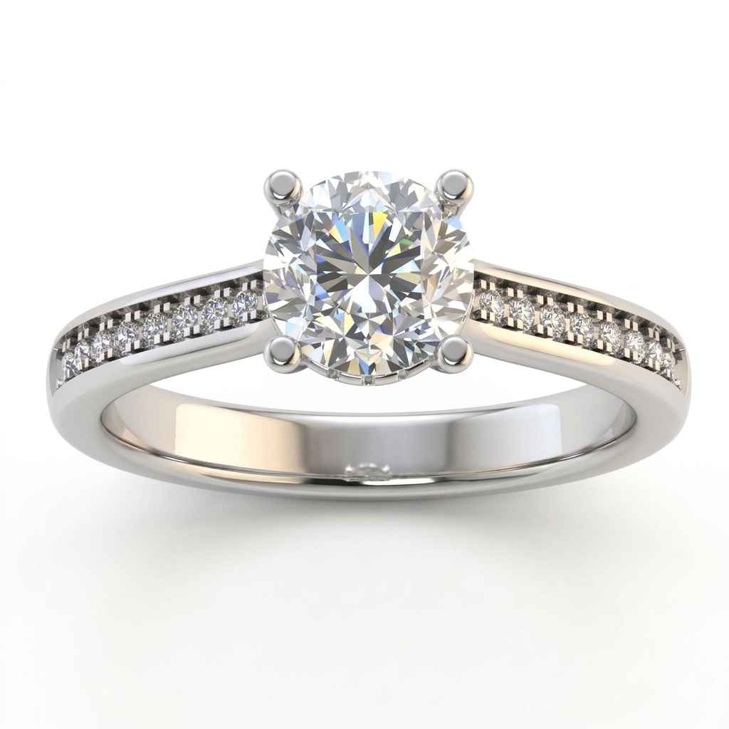 DSRB03WG TOP Round Diamond Under Halo diamond engagement ring in platinum