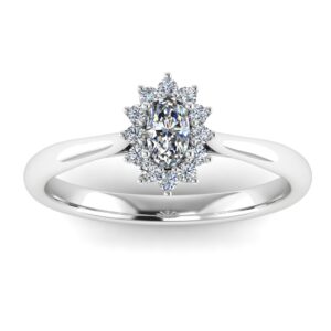 Everlasting Oval Under Halo Diamond Engagement Ring Platinum