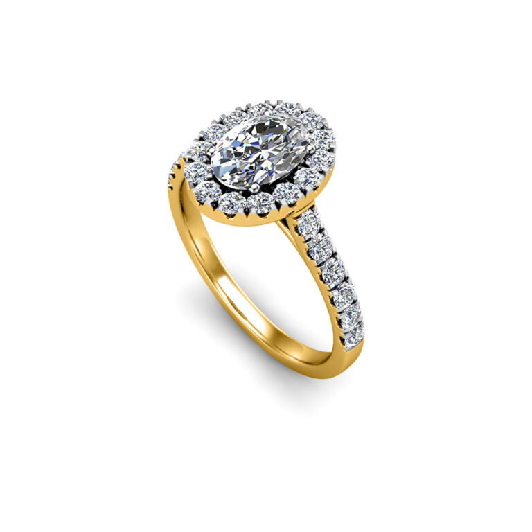 Everlasting Oval Halo Diamond Engagement Ring 18K Gold