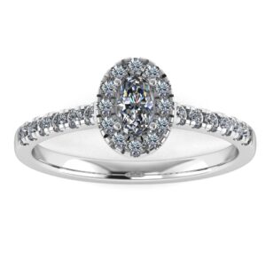 Everlasting Oval Under Halo Diamond Engagement Ring Platinum