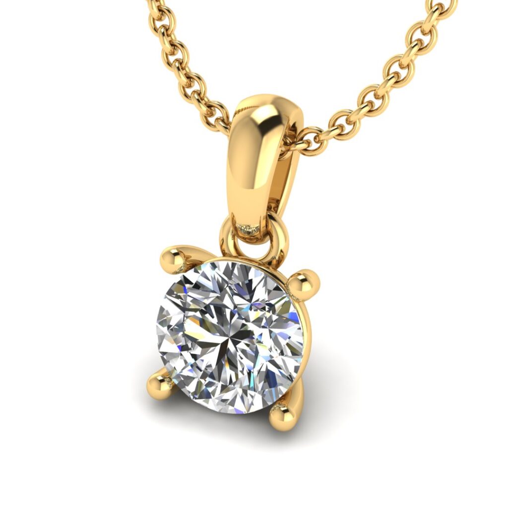 Gold Round Shape Diamond Solitaire Pendant