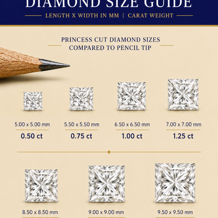Princess Cut Diamond sizes