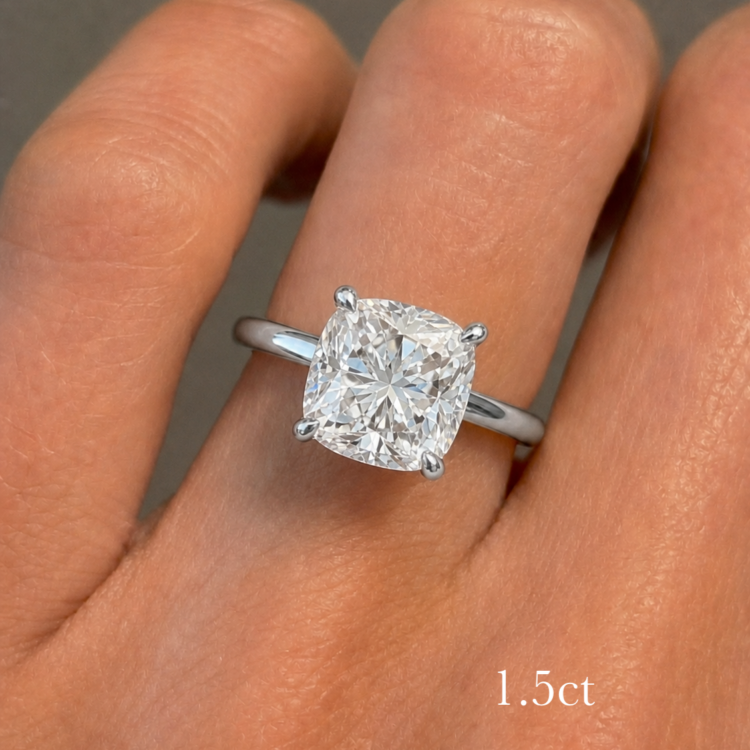 1..5ct Cushion Shape solitaire diamond ring, platinum