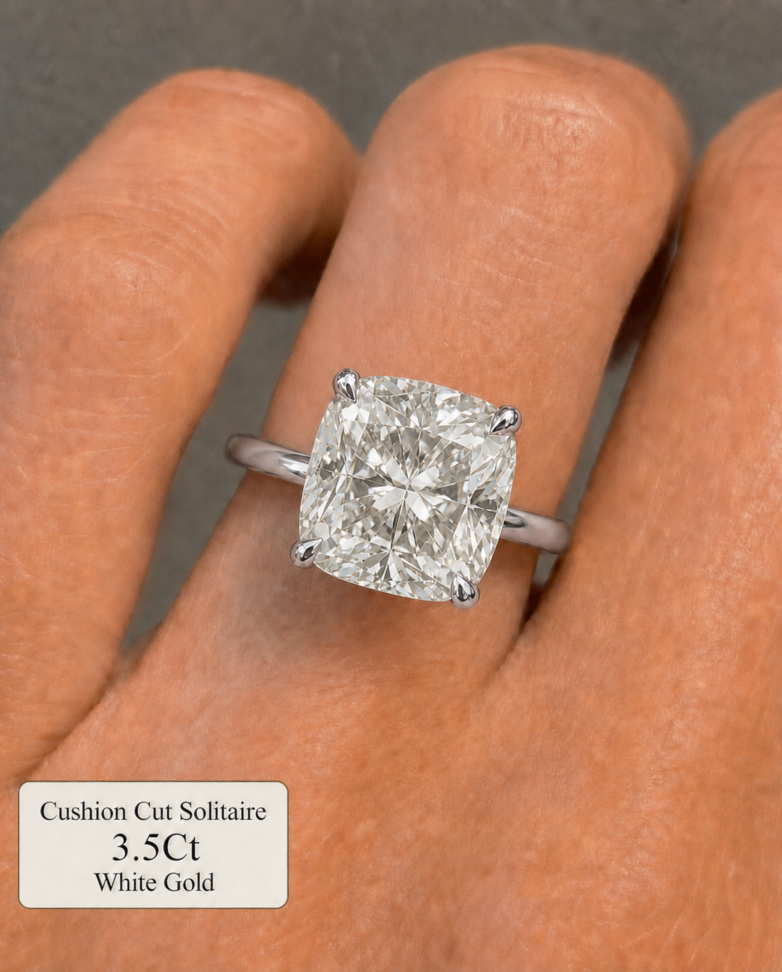 SSCC02WG 350 LS1 3.5ct Cushion Shape solitaire diamond ring, white gold
