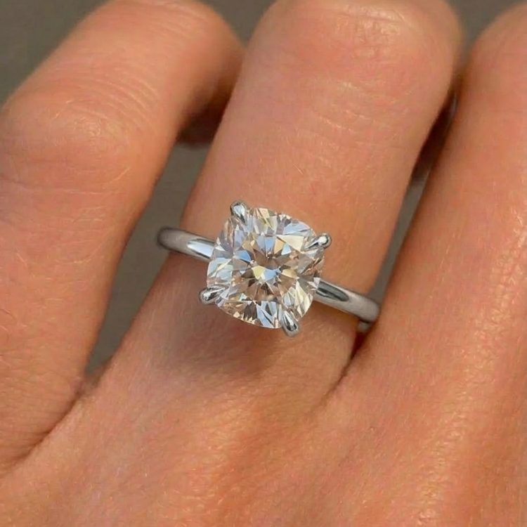 Cushion Shape solitaire diamond ring