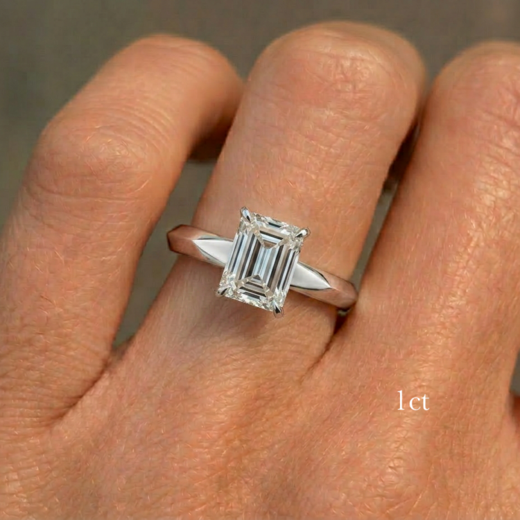 Emerald Solitaire Diamond Engagement Ring gold