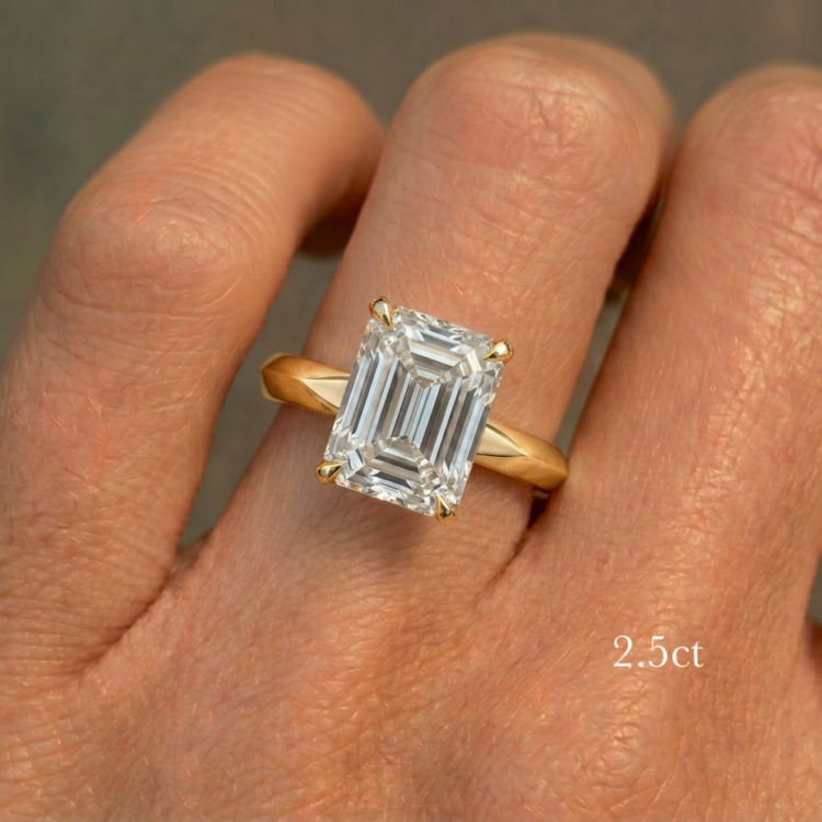 Emerald Solitaire Diamond Engagement Ring gold