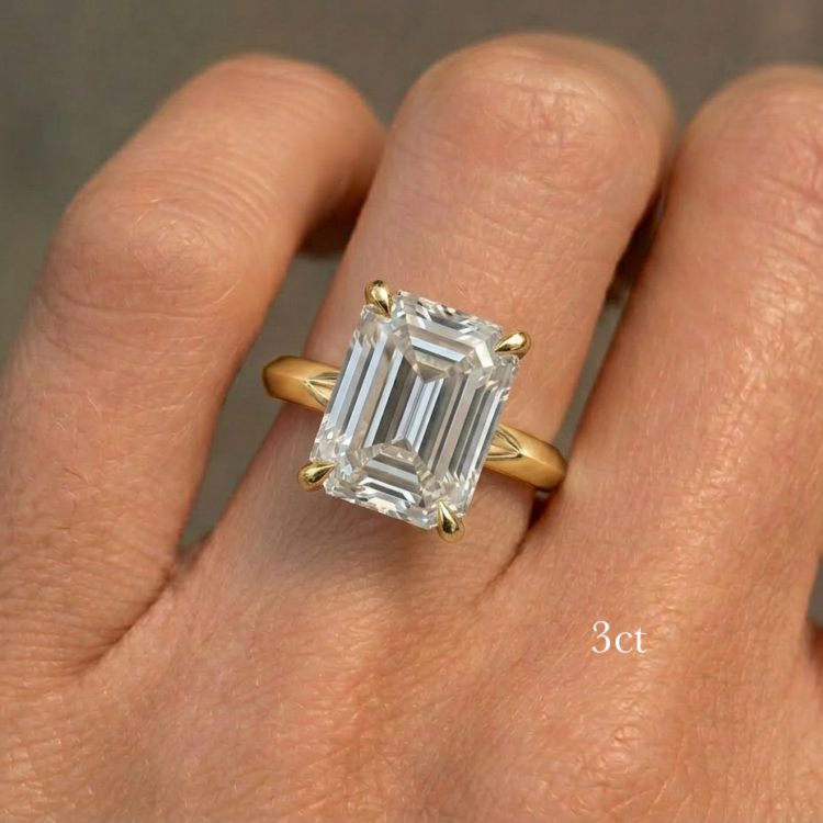 Emerald Solitaire Diamond Engagement Ring gold