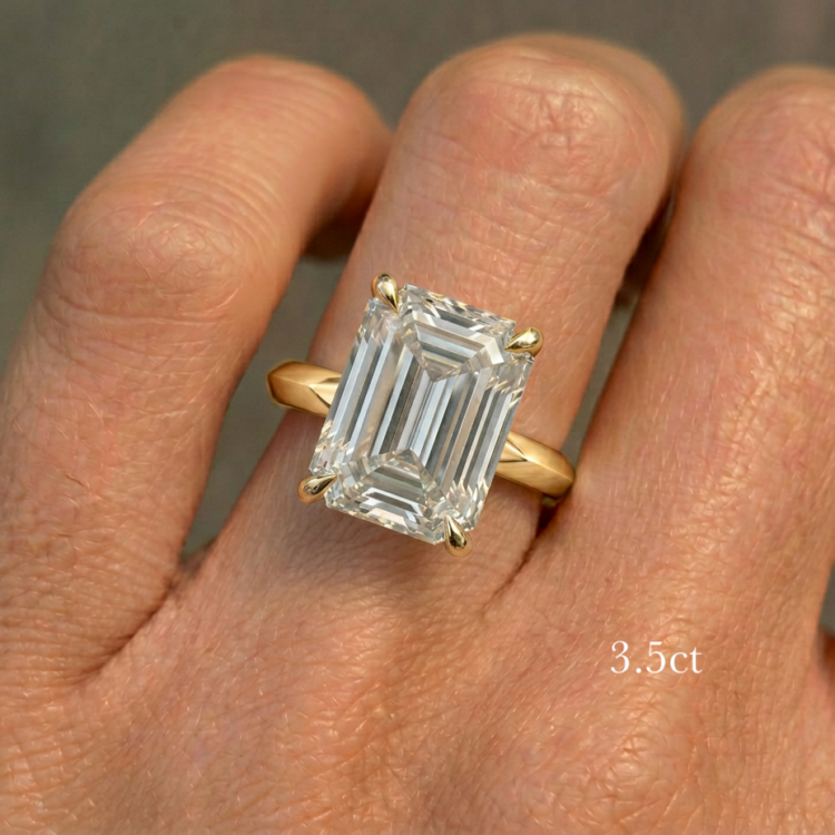 Emerald Solitaire Diamond Engagement Ring gold