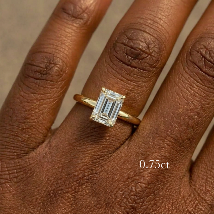 0.75ct Emerald Solitaire Diamond Engagement Ringgold