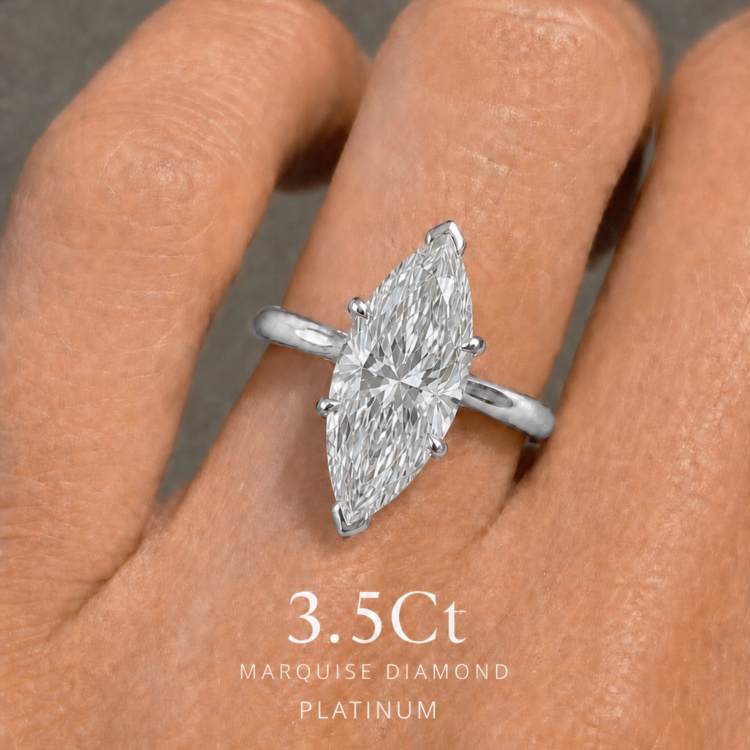3.5ct Marquise Diamond Engagement ring,Platinum
