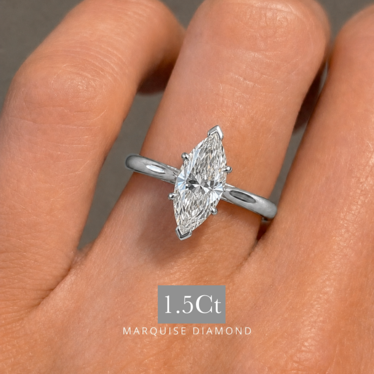 1.5ct Marquise Diamond Engagement ring,Platinum.