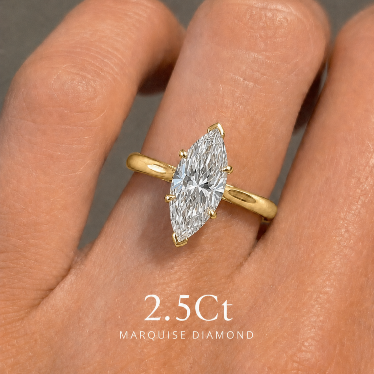 2.5ct Marquise Diamond Engagement ring,gold.