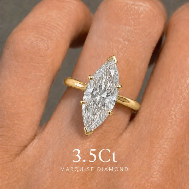 3.5ct Marquise Diamond Engagement ring,Gold.