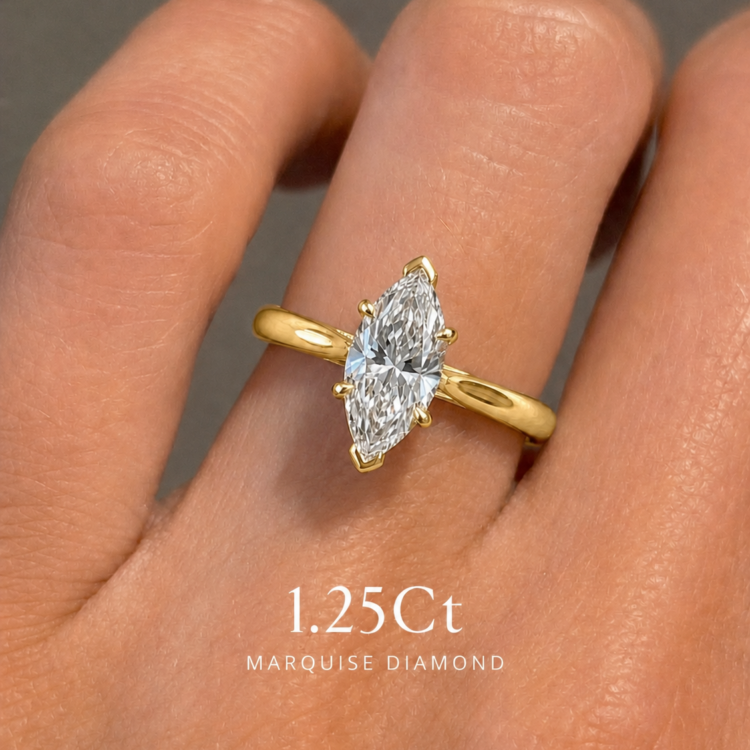 1.25ct Marquise Diamond Engagement ring, gold